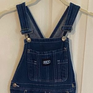 KEY Jean Overalls Kids Denim Long Pants Dark Wash Size 7 Boys